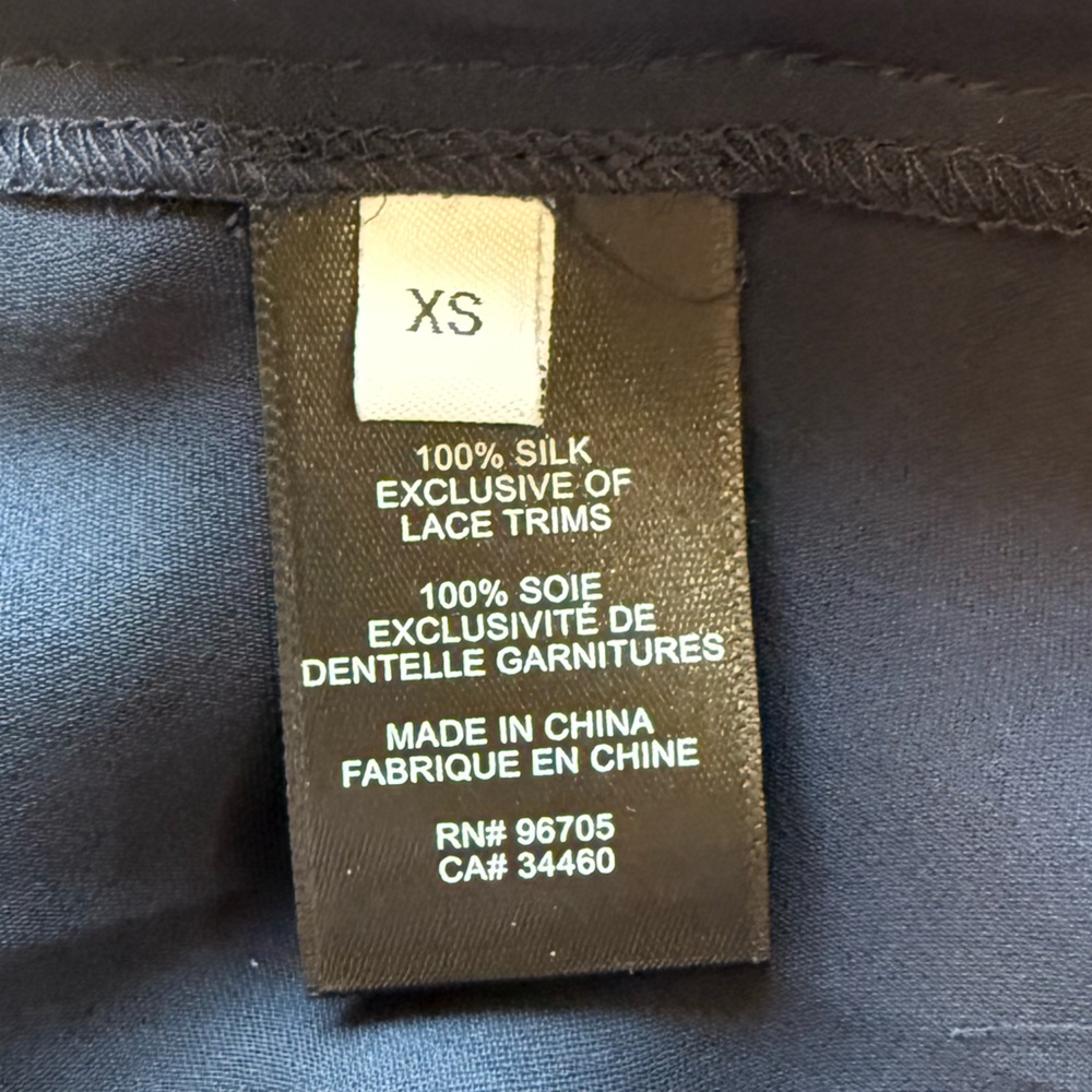 NWT REBECCA TAYLOR Lace Stripe Silk Top In Dark Navy Size XS - Picture 10 of 16